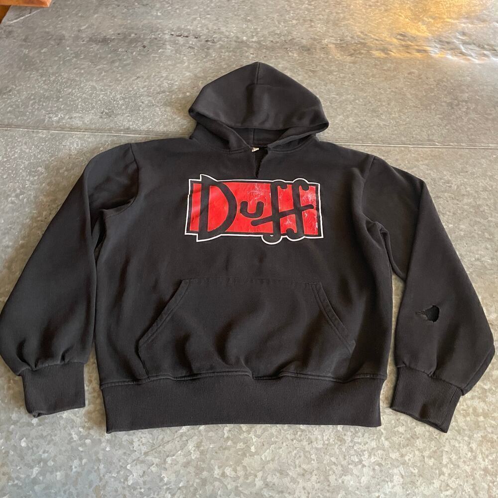 Vintage Duff Hoodie Sweatshirt Black Red Mens Large Homer Simpsons Beer 90s Y2K - Picture 2 of 11